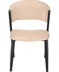 LeisureMod Aspen Modern Dining Chairs Set of 2 Leather Kitchen Side Chair - Open Back and Curved Design, Iron Legs, Accent Seating for Dining Room