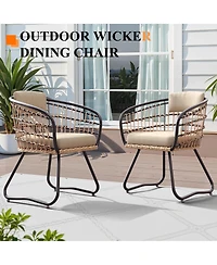 Pellebant Outdoor Patio Wicker Dining Chairs Pe Rattan Seating Set with Cushion