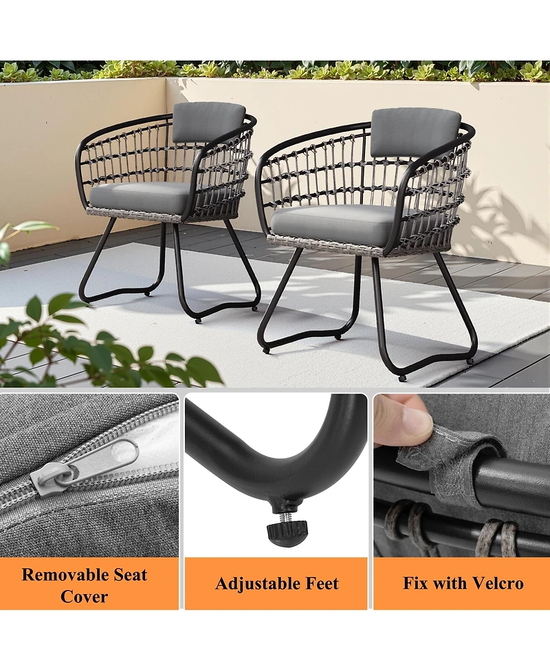 Pellebant Outdoor Patio Wicker Dining Chairs Pe Rattan Seating Set with Cushion