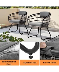 Pellebant Outdoor Patio Wicker Dining Chairs Pe Rattan Seating Set with Cushion