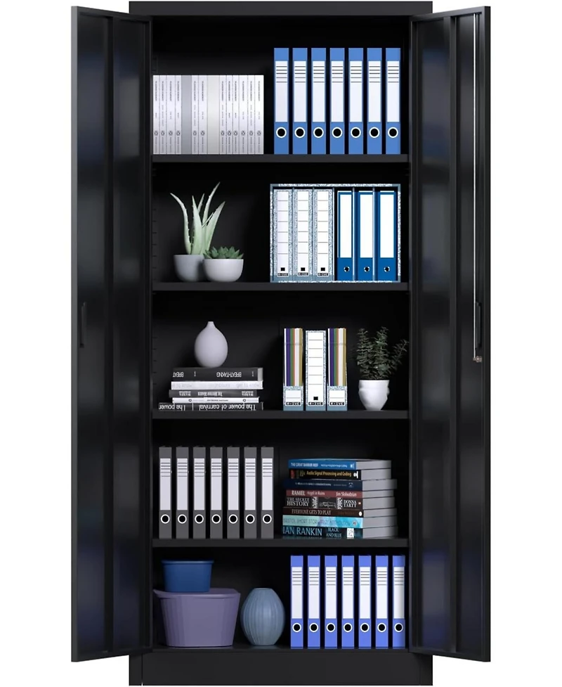 homfan Heavy Duty Steel Storage Cabinet – 71" Tall, Lockable Doors, 4 Adjustable Shelves + Feet – Secure Storage for Garage, Office, Pantry