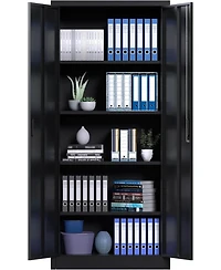 homfan Heavy Duty Steel Storage Cabinet – 71" Tall, Lockable Doors, 4 Adjustable Shelves + Feet – Secure Storage for Garage, Office, Pantry
