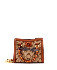 Pre-Owned Gucci Mini Diana Nm Bamboo Handle Tote Crystal Embellished Gg Canvas