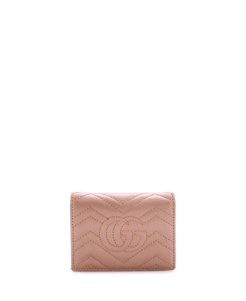 Pre-Owned Gucci Gg Marmont Flap Card Case Matelasse Leather