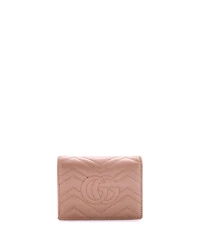 Pre-Owned Gucci Gg Marmont Flap Card Case Matelasse Leather
