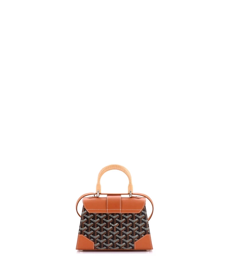 Pre-Owned Goyard Mini Structured Saigon Top Handle Bag Coated Canvas with Leather
