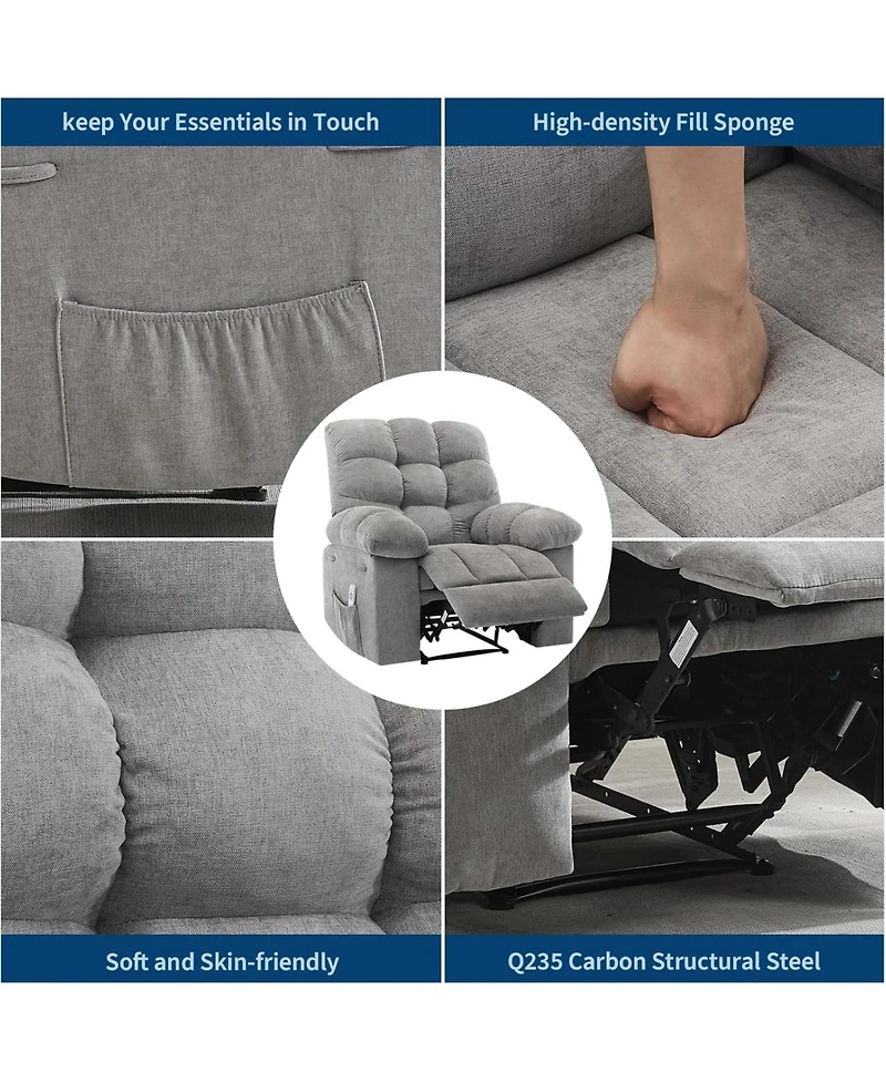 gaomon Recliner Chair, Wide Rocker Rocking Chair with Massage and Heat