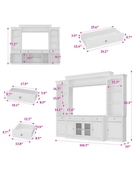 Homsee 104 Inch Wall Mount Tv Stand with Storage - Large Entertainment Center | Modern Wall Unit with Floating Shelf & Bookcases | For Living Room