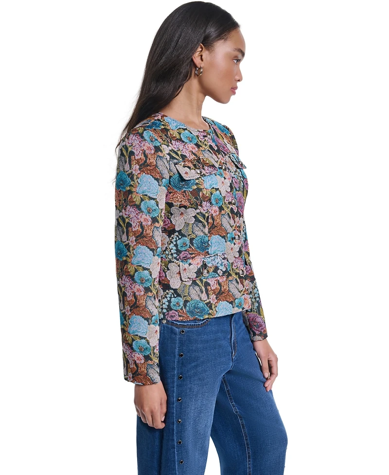 Karl Lagerfeld Paris Women's Gold-Button Four-Pocket Jacket