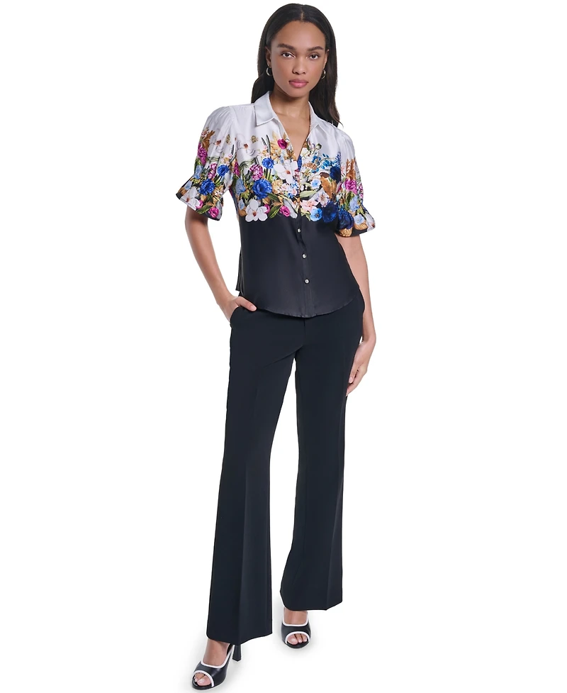 Karl Lagerfeld Paris Women's Floral Button-Front Blouse