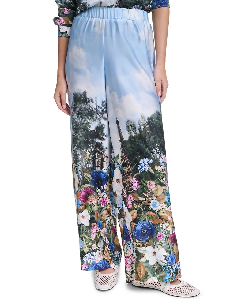 Karl Lagerfeld Paris Women's Scene Printed Pull-On Pants