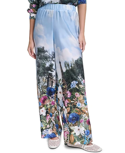 Karl Lagerfeld Paris Women's Scene Printed Pull-On Pants