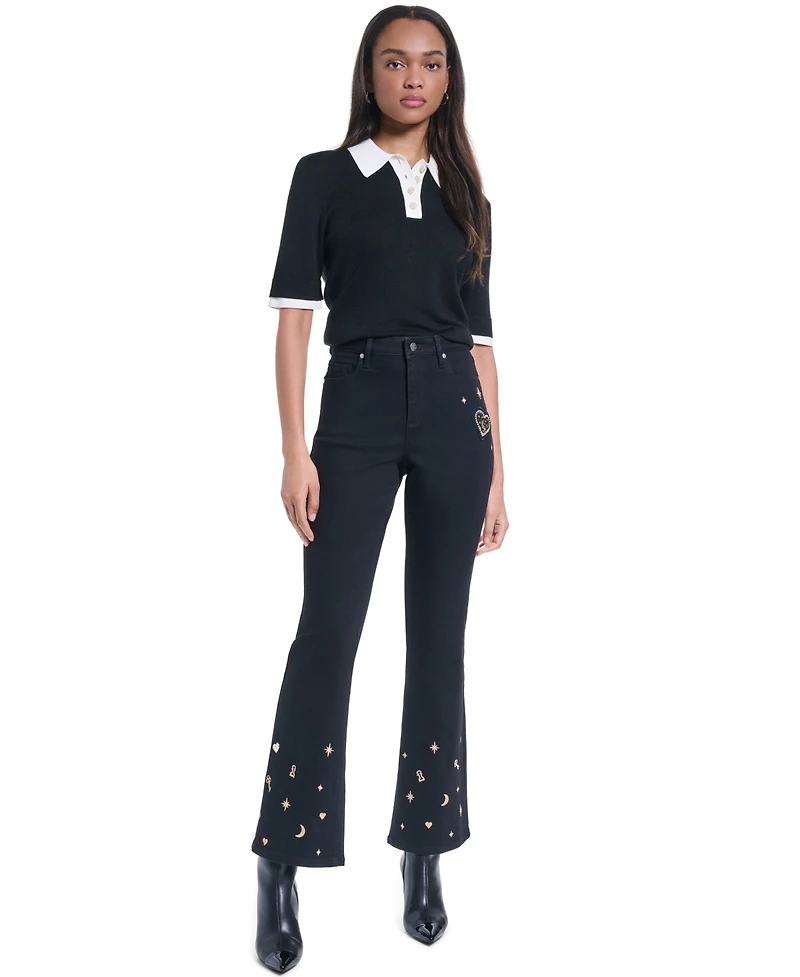 Karl Lagerfeld Paris Women's Charm Detail Bootcut Jeans