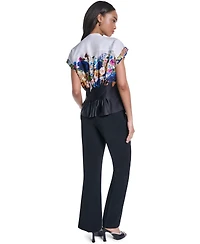 Karl Lagerfeld Paris Women's Floral Pleated Button-Front Blouse