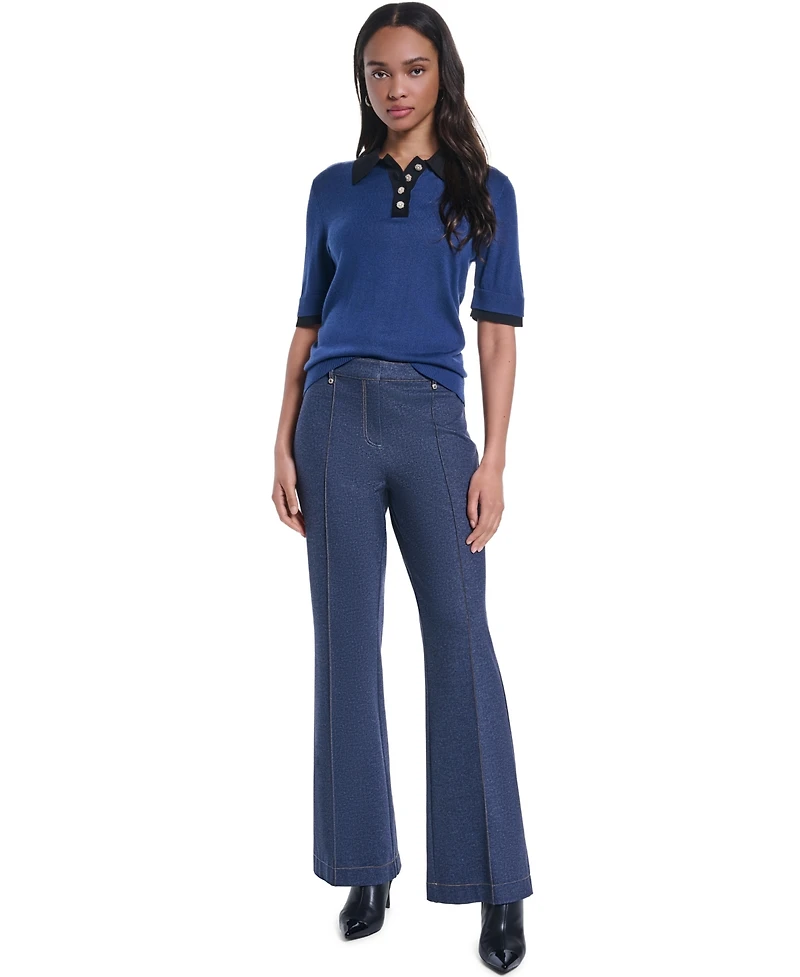 Karl Lagerfeld Paris Women's Straight-Leg Mid-Rise Pants