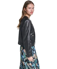 Karl Lagerfeld Paris Women's Leather Button-Front Jacket