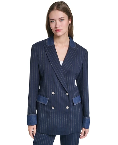 Karl Lagerfeld Paris Women's Button-Front Collared Jacket
