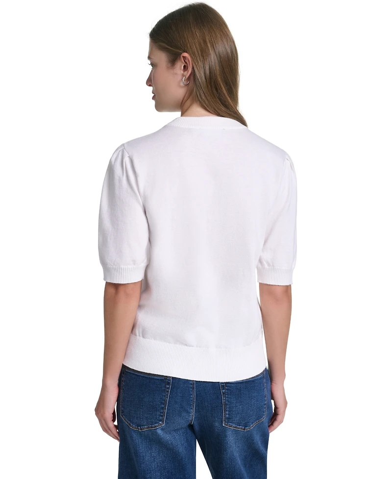 Karl Lagerfeld Paris Women's Embroidered Crewneck Sweater