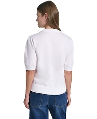 Karl Lagerfeld Paris Women's Embroidered Crewneck Sweater