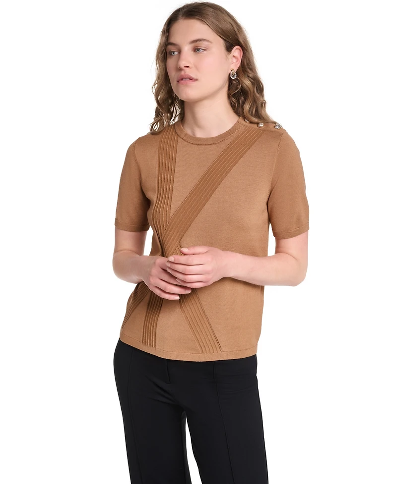 Karl Lagerfeld Paris Women's Crewneck Short-Sleeve Sweater