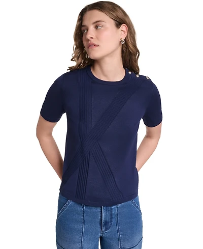 Karl Lagerfeld Paris Women's Crewneck Short-Sleeve Sweater