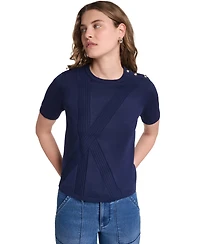 Karl Lagerfeld Paris Women's Crewneck Short-Sleeve Sweater