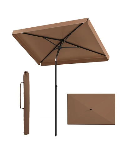 Sugift 6.5 x 4.3 feet Rectangular Outdoor Balcony Patio Umbrella with Tilt Button