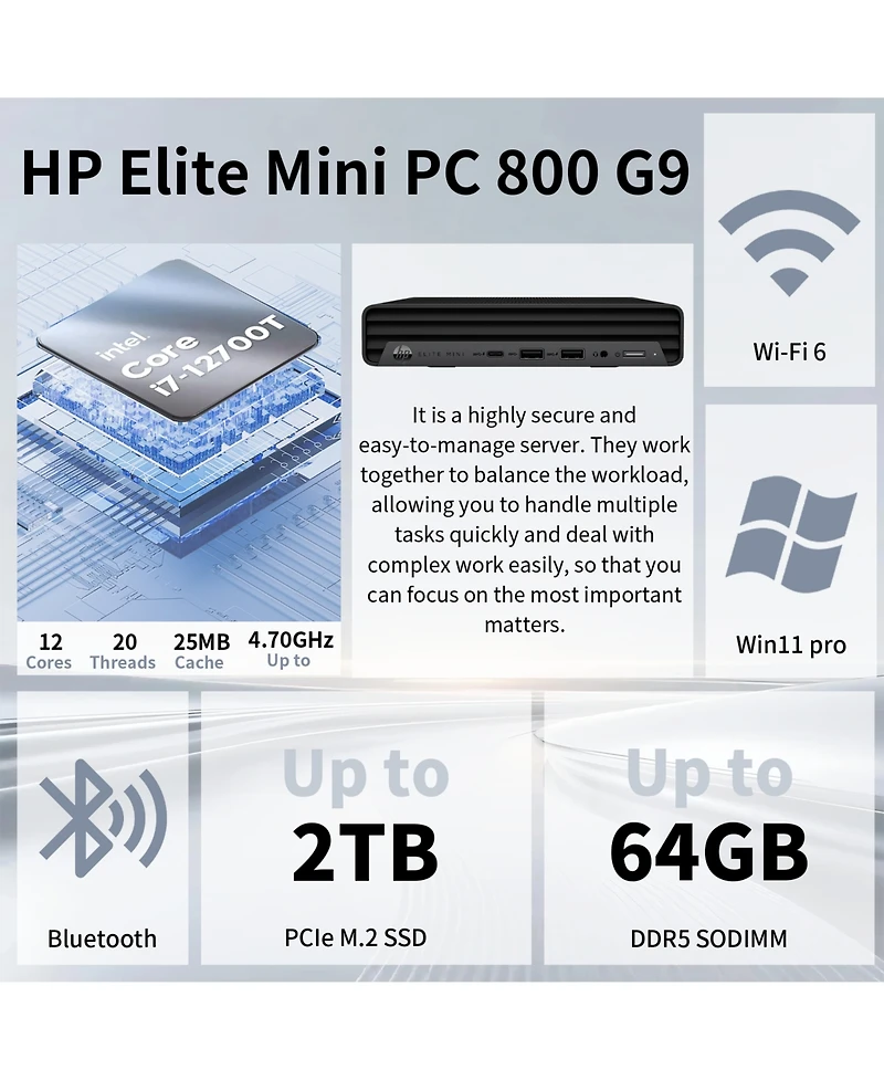 Hp Elite Mini 800 Mff Desktop Intel Core i7 32GB Ram Intel Uhd Graphics 2TB Ssd Storage Windows 11 Pro