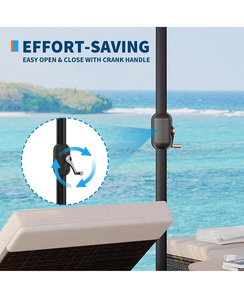 homfan Outdoor Patio Umbrella 15ft x 9ft, Manual Tilting Canopy for Garden or Table (Base Not Included)