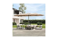 homfan 9'x15' Outdoor Umbrella with Base, Extra Wide Patio Umbrella, 12 Ribs and Uv Protection for Garden Pool