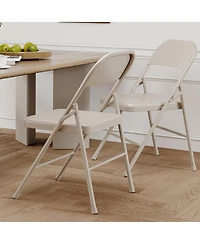 homfan Set of 2 Metal Folding Chairs – Stackable, 350 lb Weight Capacity, for Home Office Events