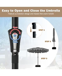 Sugift 9 ft Patio Umbrella with Weighted Cross Base and Two Sandbags