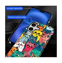 Gonez Case for iPhone 16 Plus, 2-in-1 Dual-Layer Shockproof Protection, Funny Cat Art Glossy