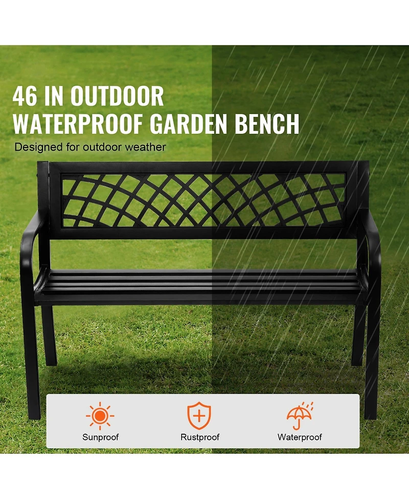 Vevor Outdoor Bench 46 in Metal Garden Bench 480 lbs Park Patio Yard Porch Bench