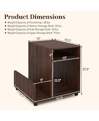Gymax Room End and Side Tables Rolling Table Storage Rack 4 Universal Wheels 2 Lockable
