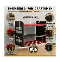 Xdovet Power Tool Organizer Wall Mount Steel Rack Drill Slots Pegboard Utility Side