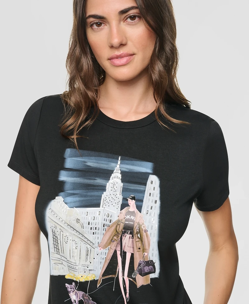 Dkny Women's Midtown Dog Walker Graphic Short-Sleeve T-Shirt