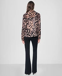 Dkny Women's Printed Twist-Front Long-Sleeve Shirt