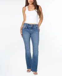 Celebrity Pink Juniors' Embroidered Flap-Pocket Flare-Leg Jeans