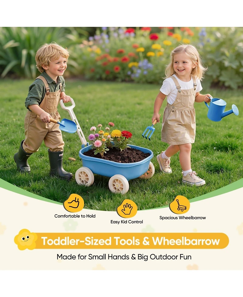 Xdovet Children's Gardening Cart Set Outdoor Educational Toy Tool Gift Box The Perfect Choice for Beach Yard Play Safe and Durable