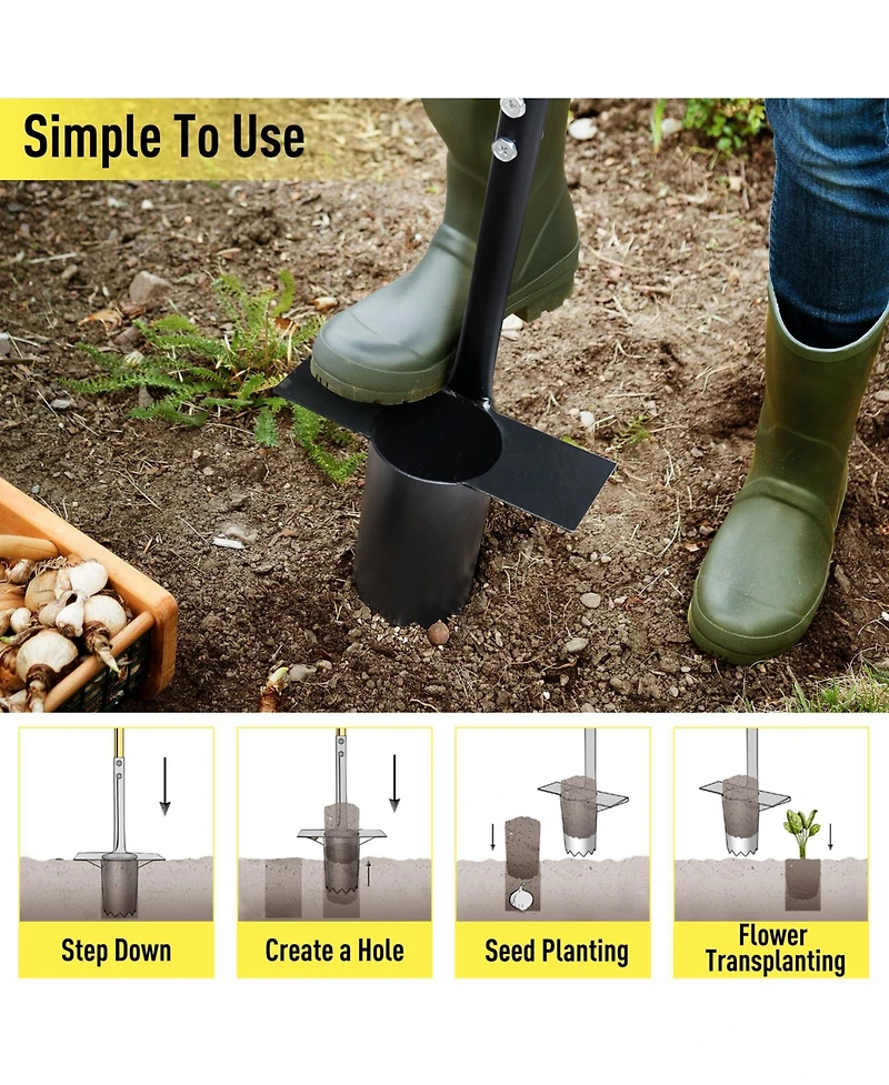 Xdovet Bulb Planter Long Handle Heavy Duty Garden Transplanter