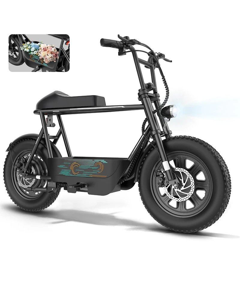 Caroma Peak 1200W Electric Scooter with Seat, 16"x3" Fat Tire E-scooter All-Terrain, Max 15 Miles 20MPH