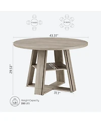 homfan Extendable Round Dining Table for 4-8 – Transformer Oval Table with Wood Pedestal Base and Storage Shelf, for Kitchen or Apartment