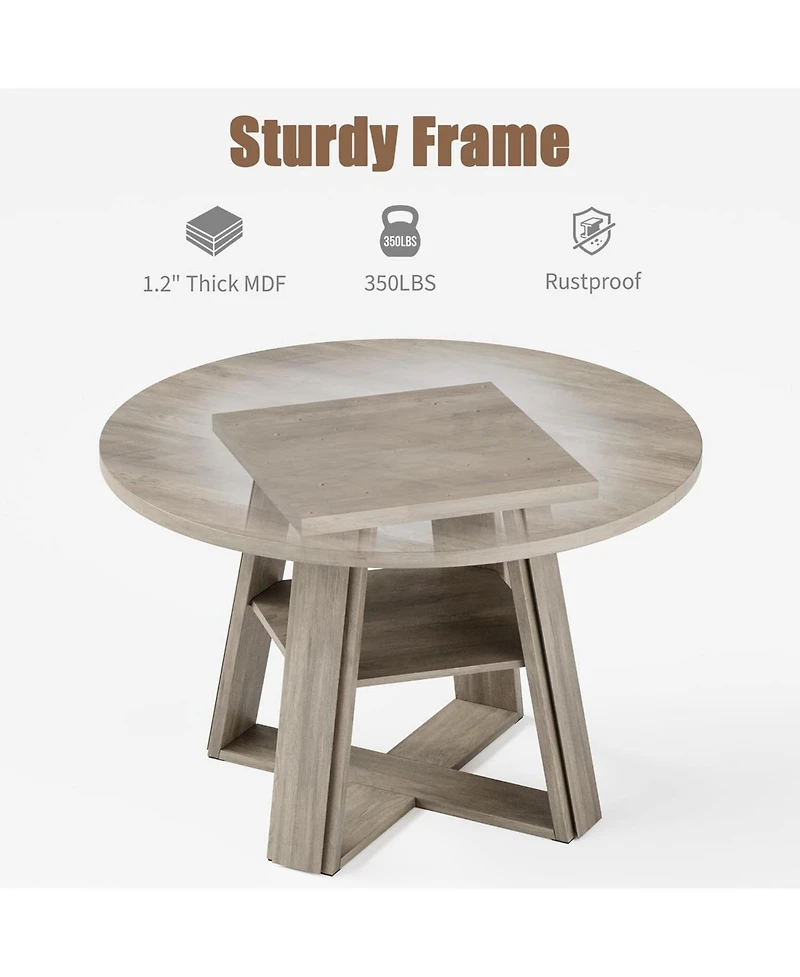 homfan Extendable Round Dining Table for 4-8 – Transformer Oval Table with Wood Pedestal Base and Storage Shelf, for Kitchen or Apartment