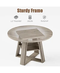 homfan Extendable Round Dining Table for 4-8 – Transformer Oval Table with Wood Pedestal Base and Storage Shelf, for Kitchen or Apartment