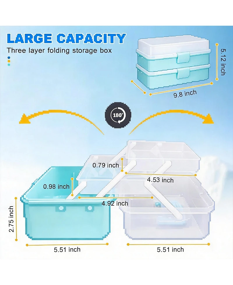 Xdovet Tackle Box Organizer 3-Layer Craft Storage Case