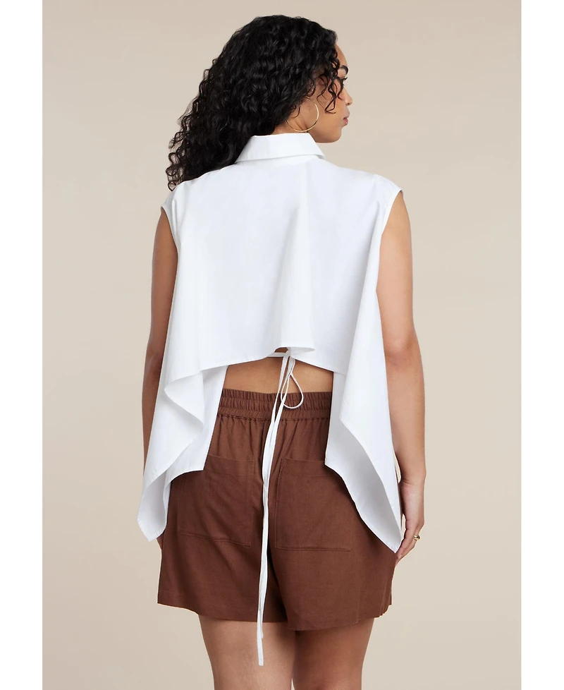 Eloquii Women's Button Up Shirt with Open Back