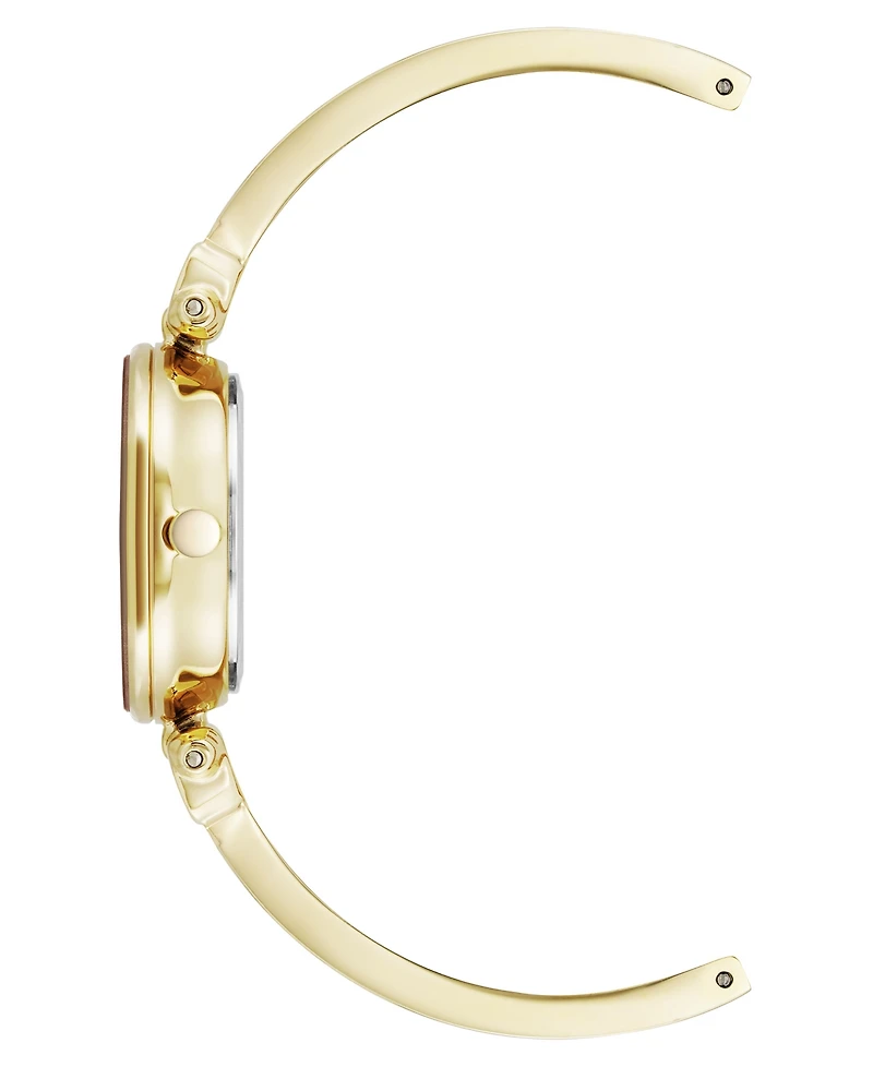 Anne Klein Women's Quartz Round Gold-Tone Gray Bangle Watch 28mm x 34mm
