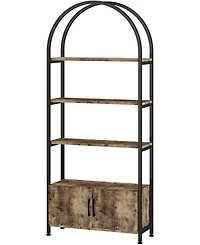 gaomon Arched Bookshelf, 4-Tier Bookshelf and Bookcase with Doors Storage, 71.5 Inch Tall Open Bookcase for Living Room Bedroom Office