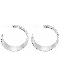 And Now This Fine Silver-Tone Plated Ribbed C Hoop Earrings